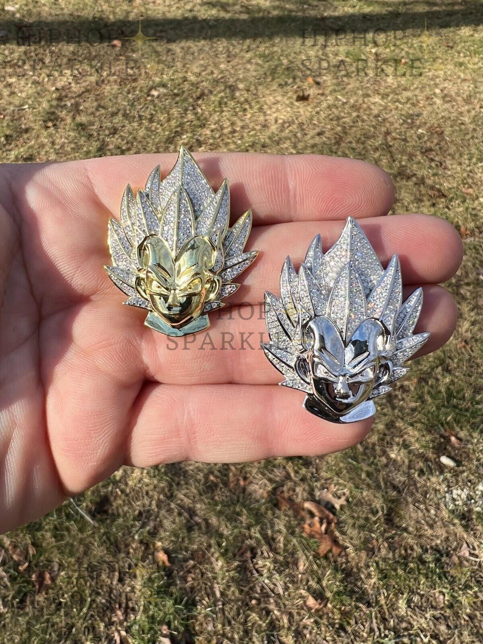 Moissanite Iced Out Goku Super Saiyan Dragon Ball Pendant - 14k Gold Vermeil & 925 Silver