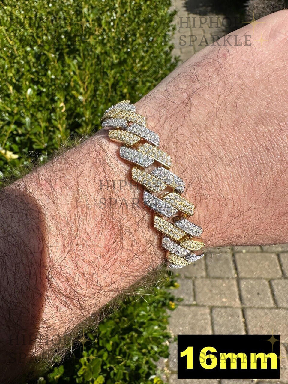 Moissanite Miami Cuban Link Prong Bracelet Iced Out - 14k Gold Vermeil & 925 Silver