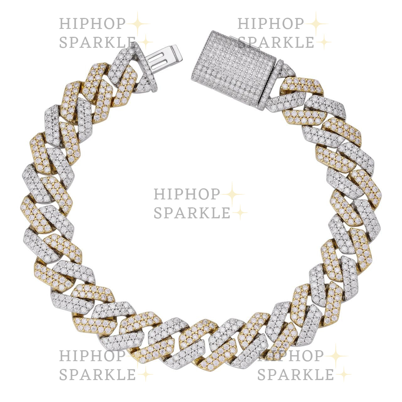 Moissanite Miami Cuban Link Prong Bracelet Iced Out - 14k Gold Vermeil & 925 Silver