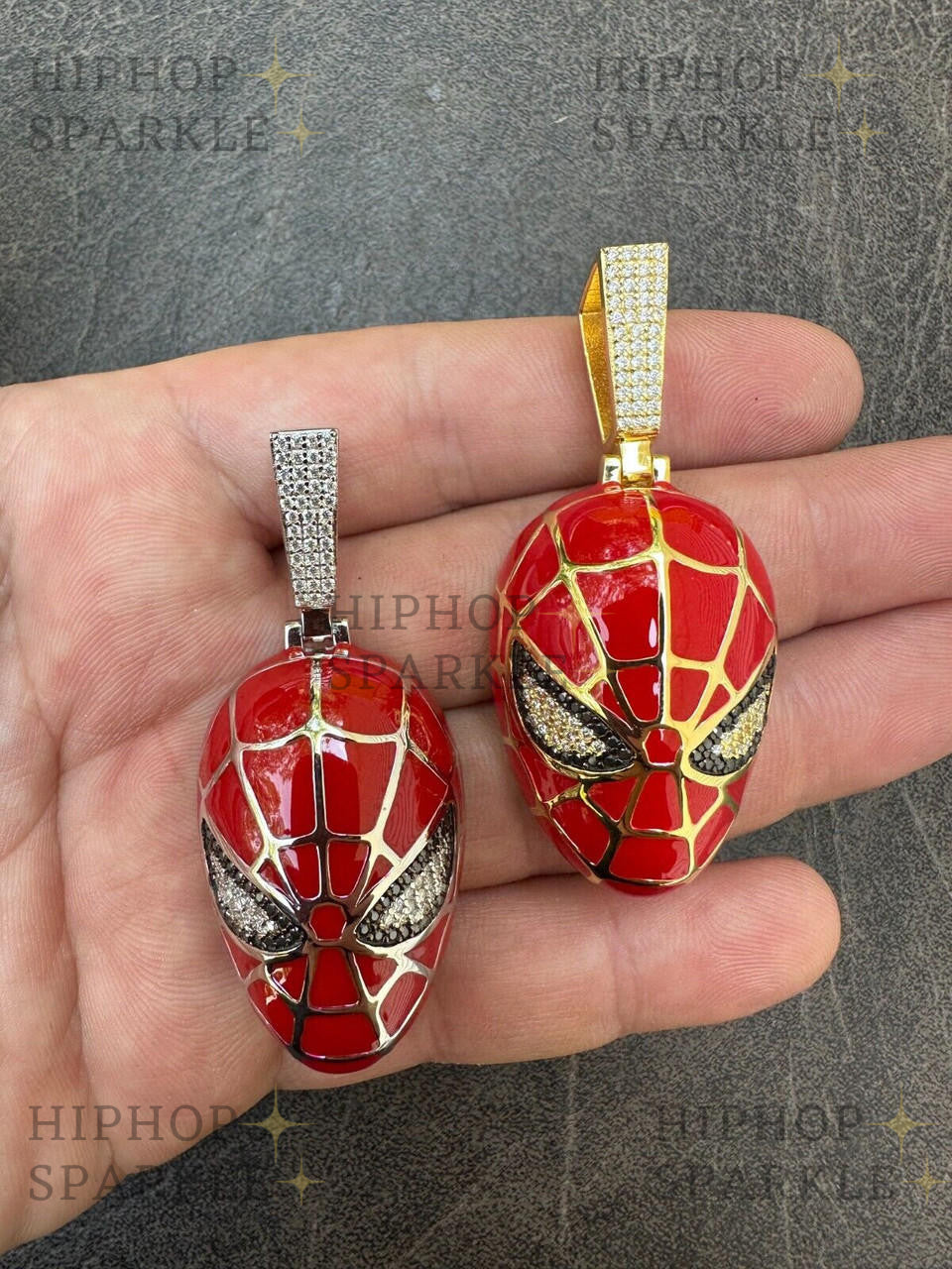 Moissanite Spider-Man Mask Pendant - 14k Gold Vermeil & 925 Silver