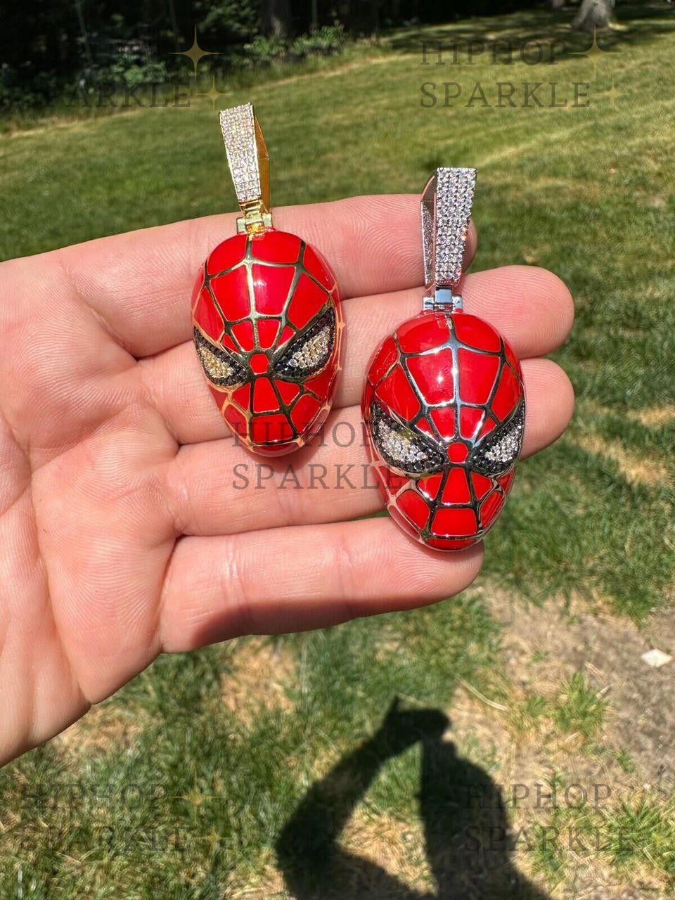 Moissanite Spider-Man Mask Pendant - 14k Gold Vermeil & 925 Silver