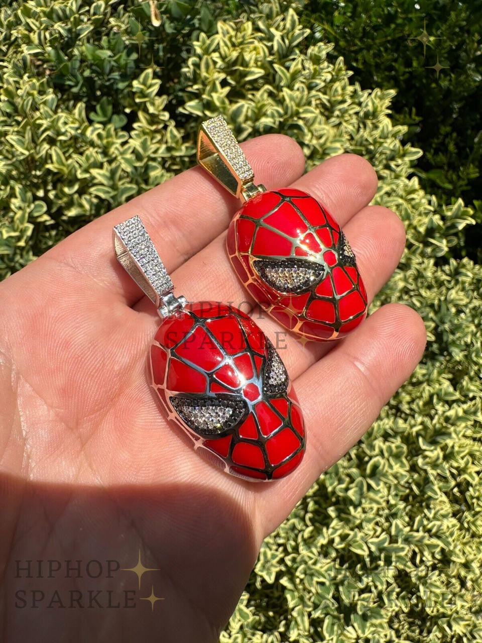 Moissanite Spider-Man Mask Pendant - 14k Gold Vermeil & 925 Silver