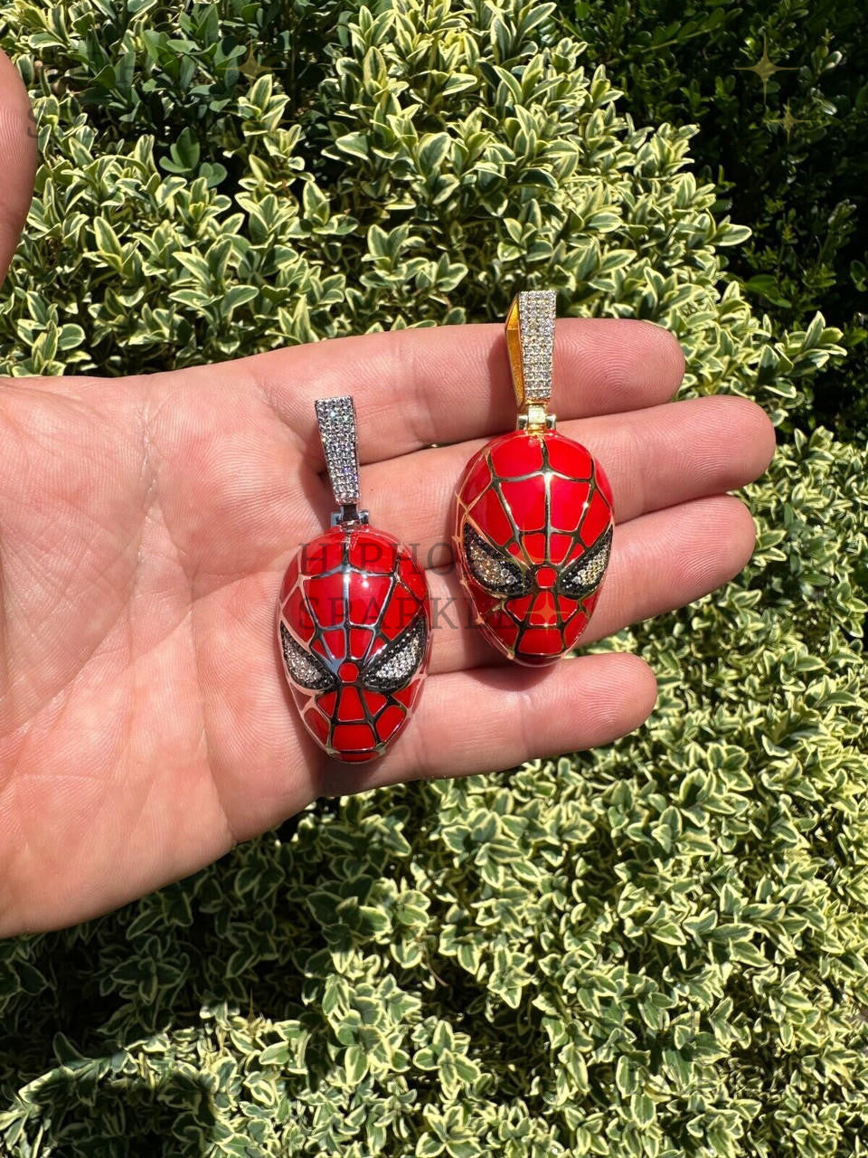 Moissanite Spider-Man Mask Pendant - 14k Gold Vermeil & 925 Silver