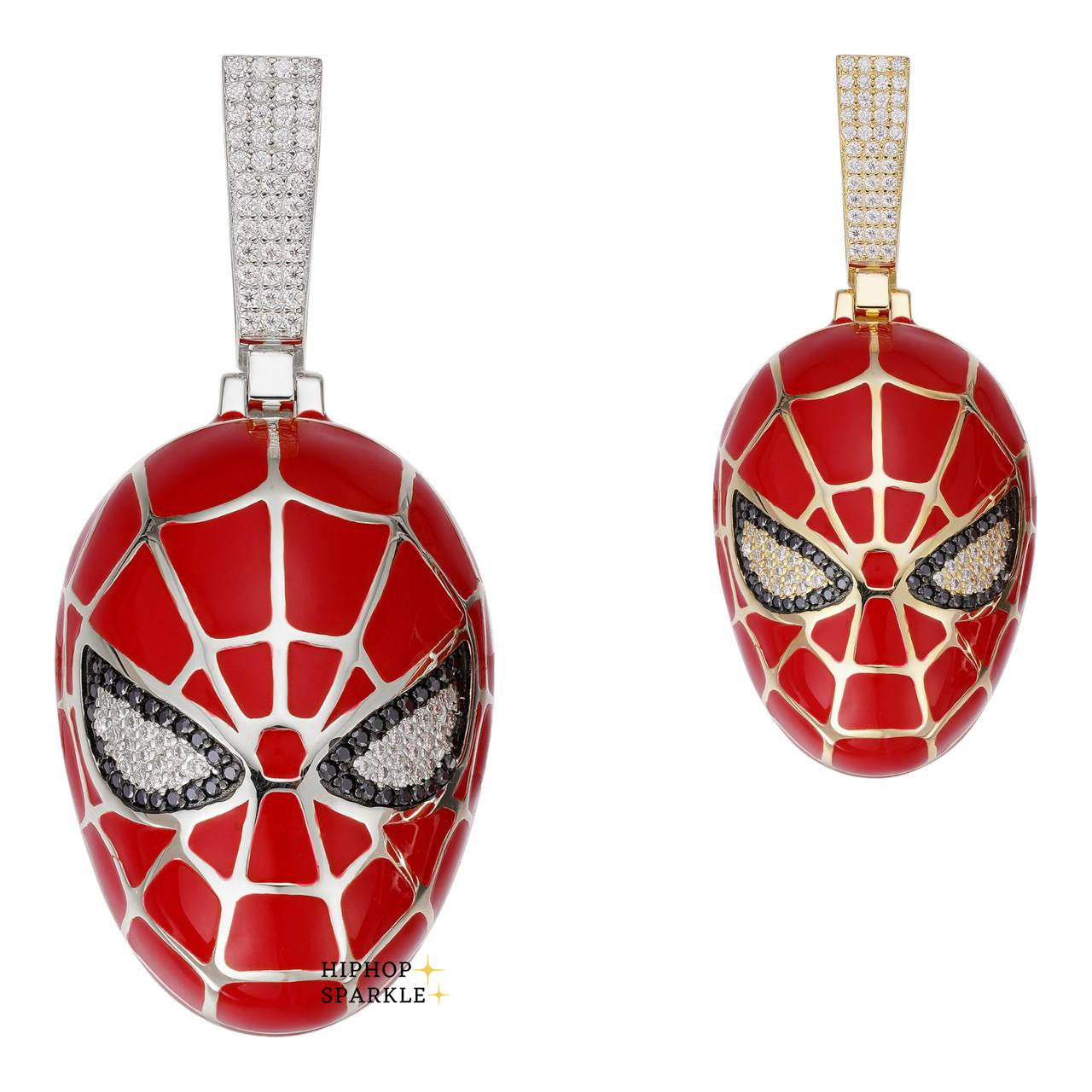 Moissanite Spider-Man Mask Pendant - 14k Gold Vermeil & 925 Silver