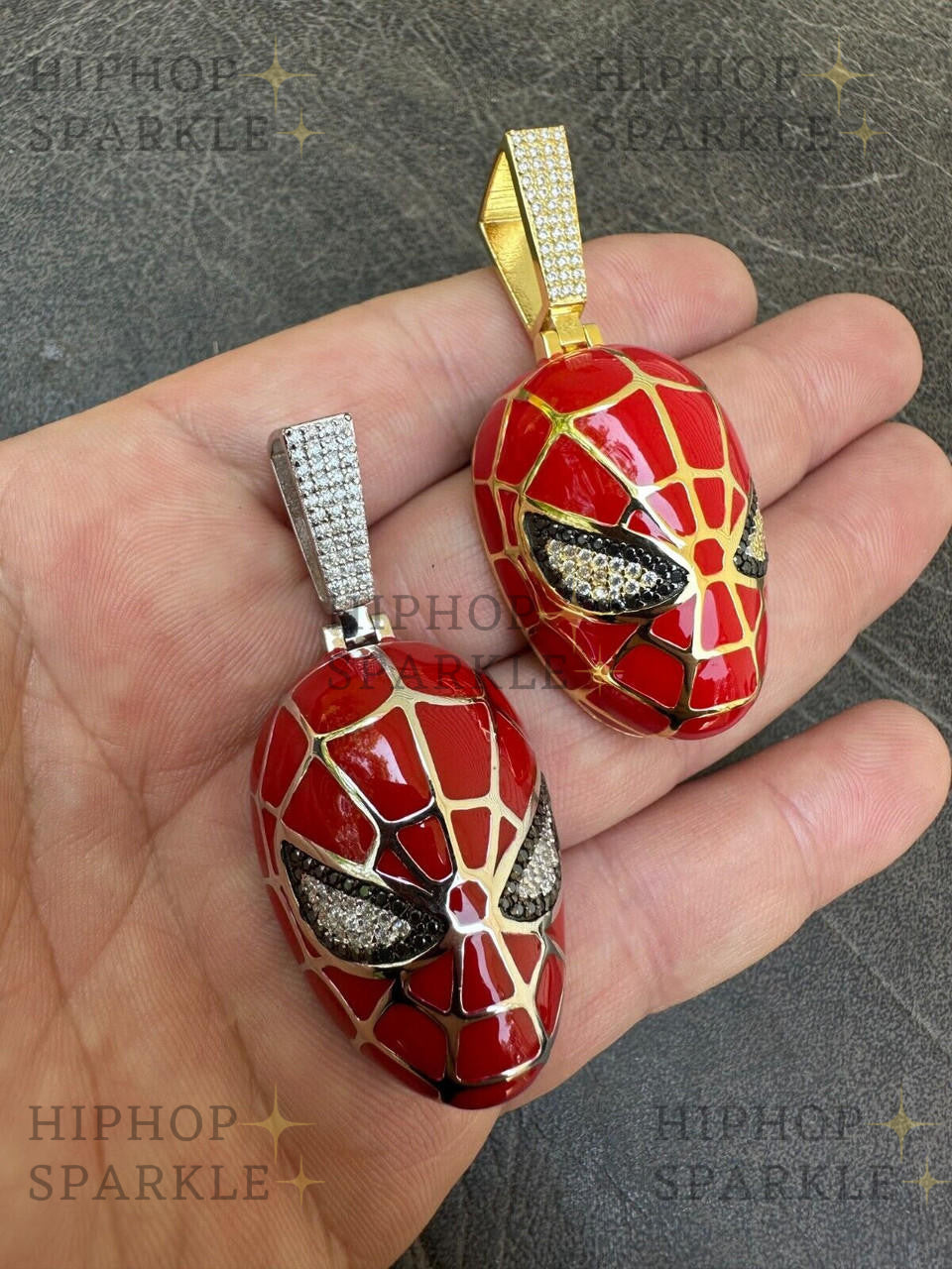 Moissanite Spider-Man Mask Pendant - 14k Gold Vermeil & 925 Silver