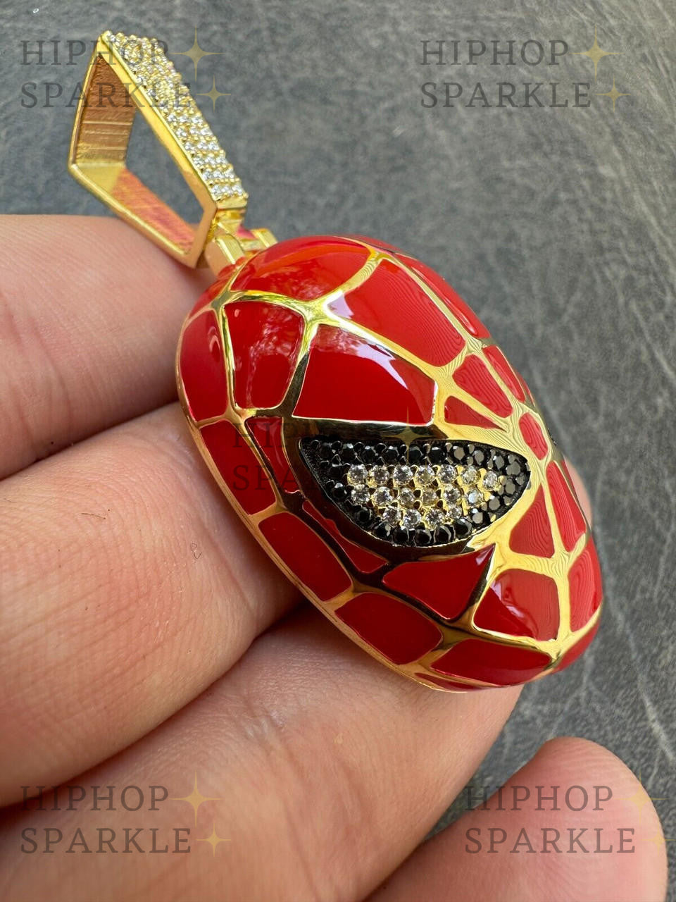 Moissanite Spider-Man Mask Pendant - 14k Gold Vermeil & 925 Silver