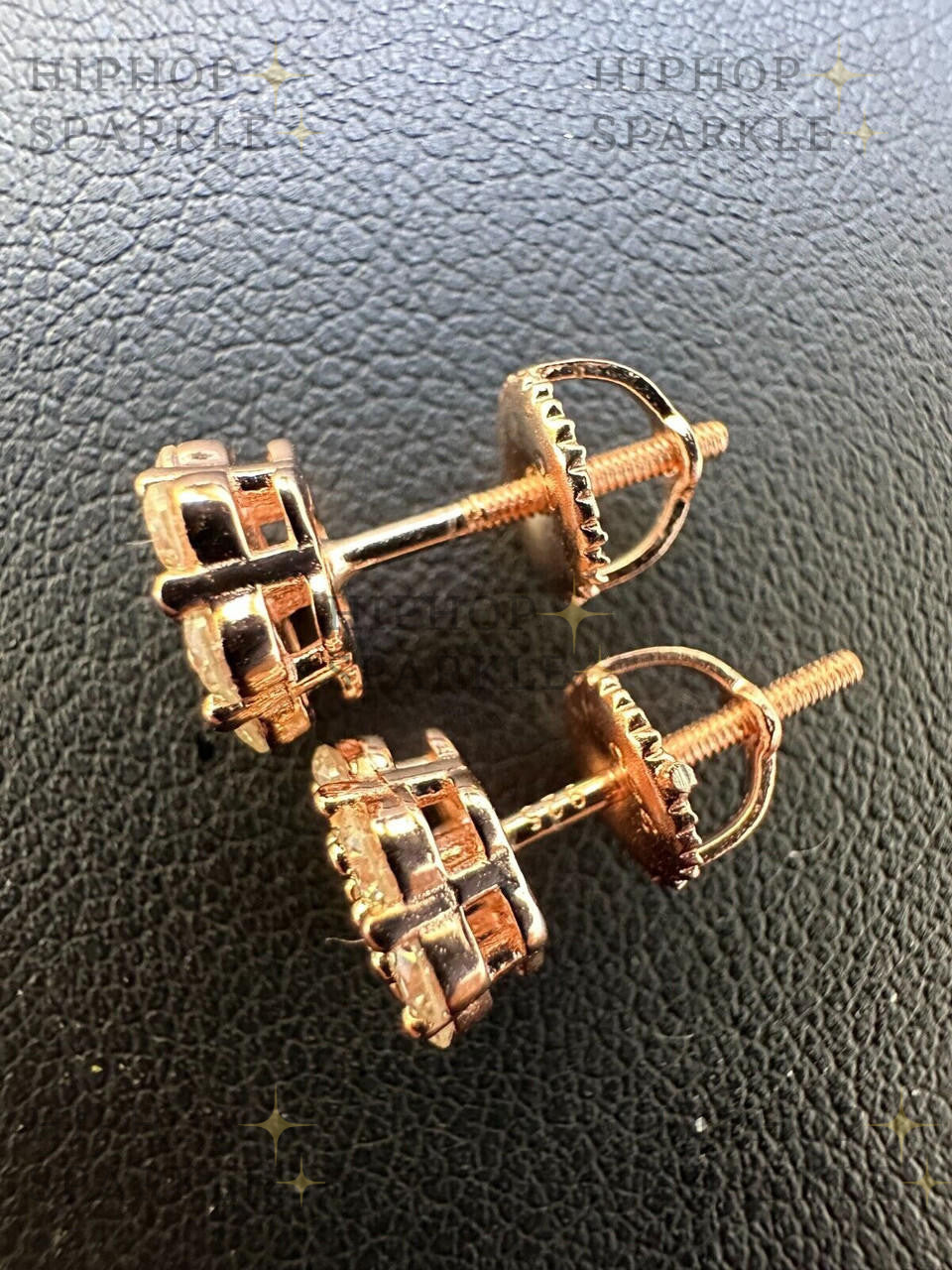 Moissanite Cluster Iced Out Honeycomb Earrings - 14k Rose Gold Vermeil & 925 Silver, 6mm-11mm