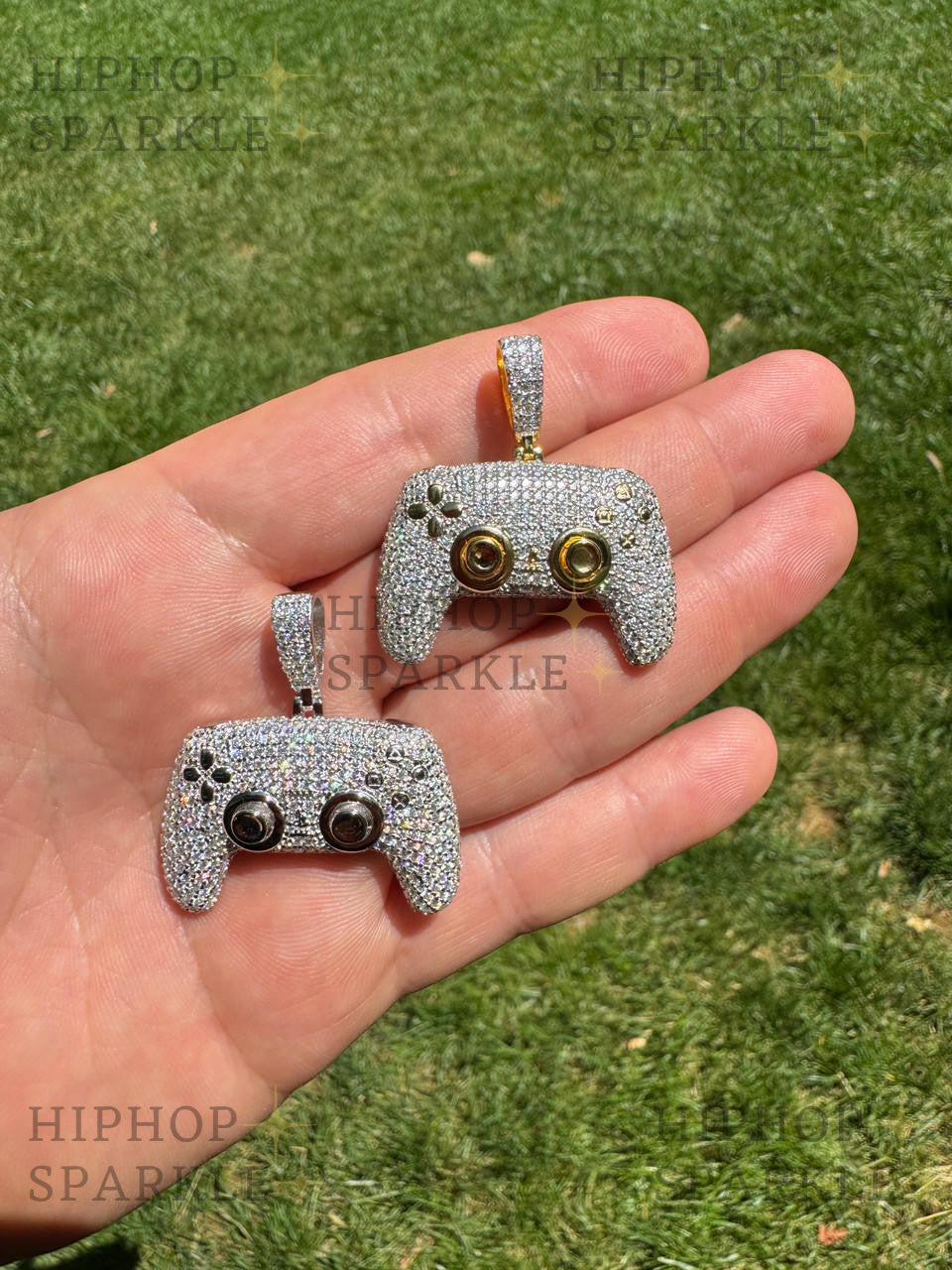 Moissanite Iced Out PlayStation PS5 Controller Pendant - 14k Gold Vermeil & 925 Silver