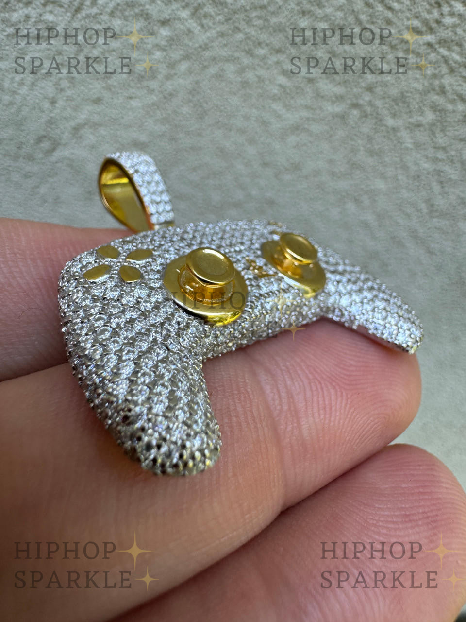 Moissanite Iced Out PlayStation PS5 Controller Pendant - 14k Gold Vermeil & 925 Silver