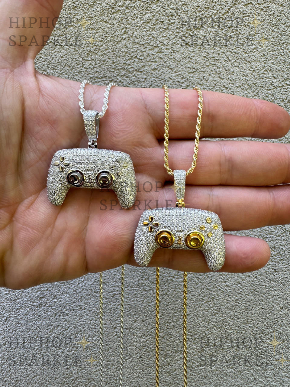 Moissanite Iced Out PlayStation PS5 Controller Pendant - 14k Gold Vermeil & 925 Silver