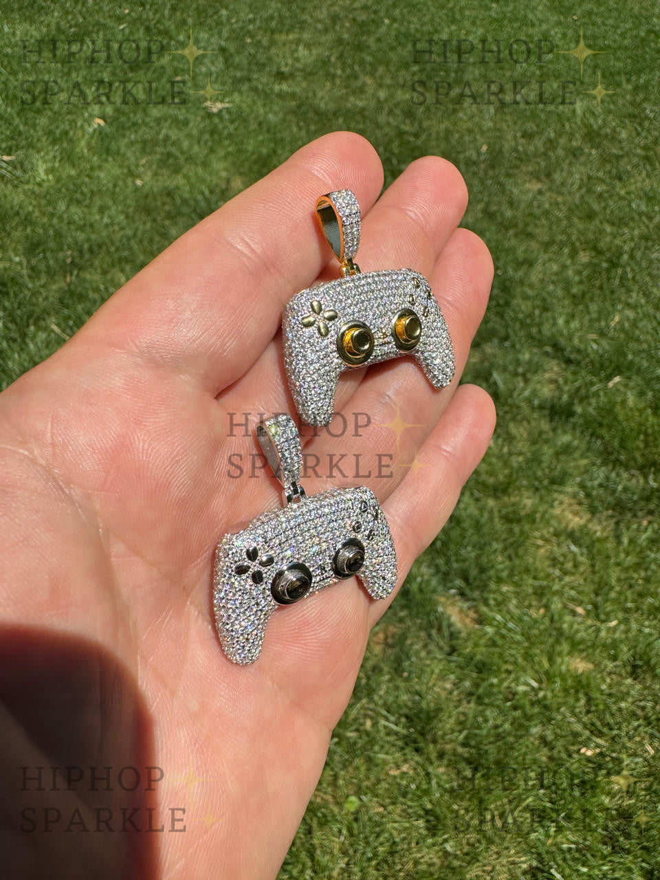 Moissanite Iced Out PlayStation PS5 Controller Pendant - 14k Gold Vermeil & 925 Silver