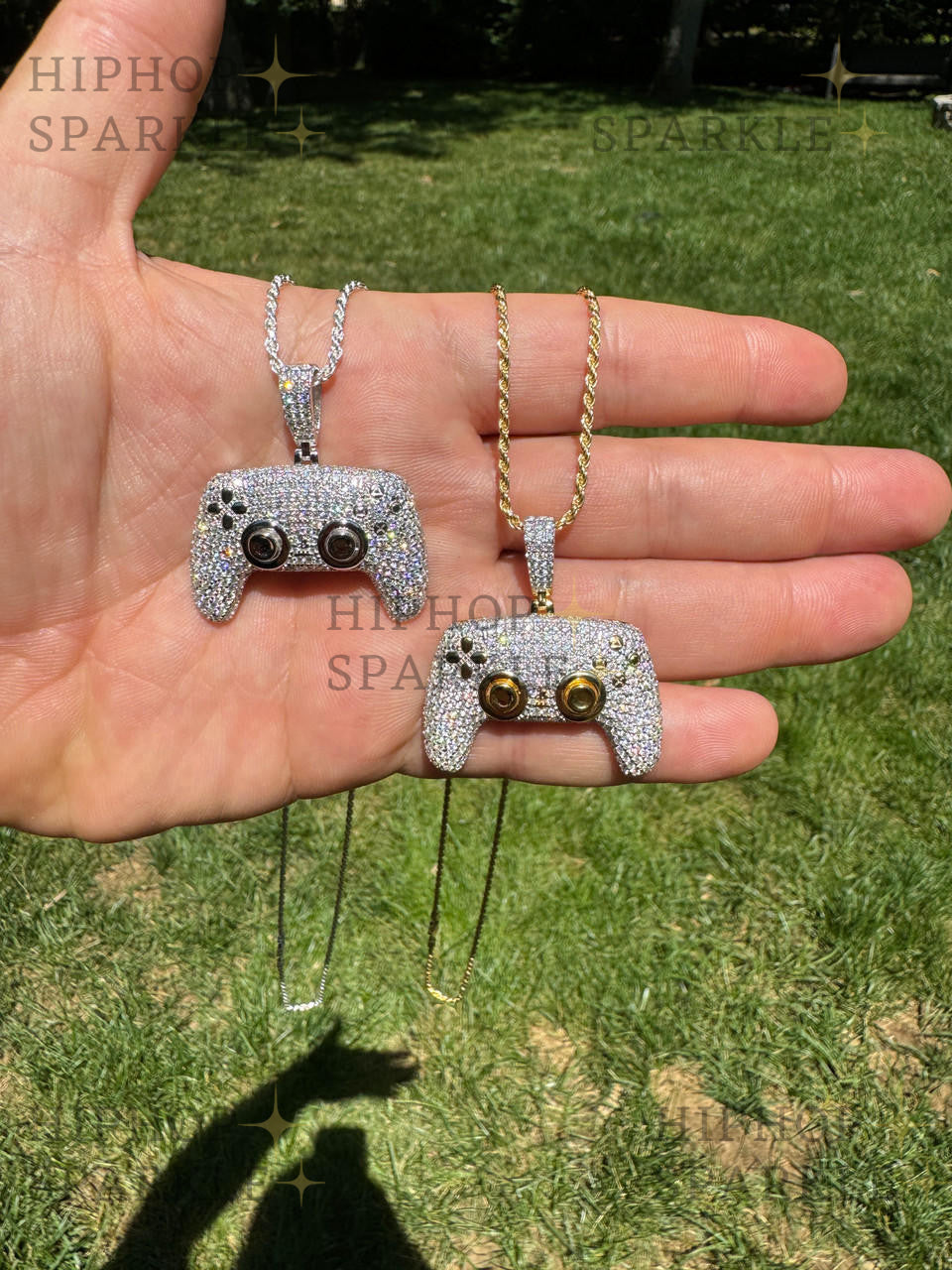 Moissanite Iced Out PlayStation PS5 Controller Pendant - 14k Gold Vermeil & 925 Silver