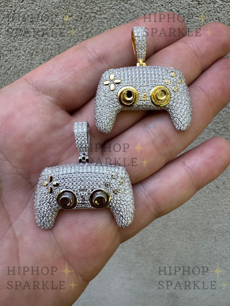 Moissanite Iced Out PlayStation PS5 Controller Pendant - 14k Gold Vermeil & 925 Silver