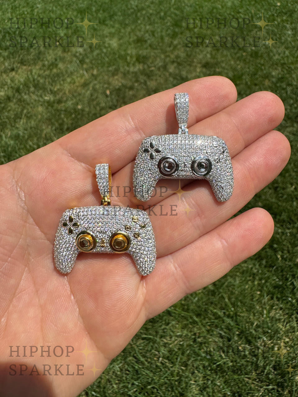 Moissanite Iced Out PlayStation PS5 Controller Pendant - 14k Gold Vermeil & 925 Silver