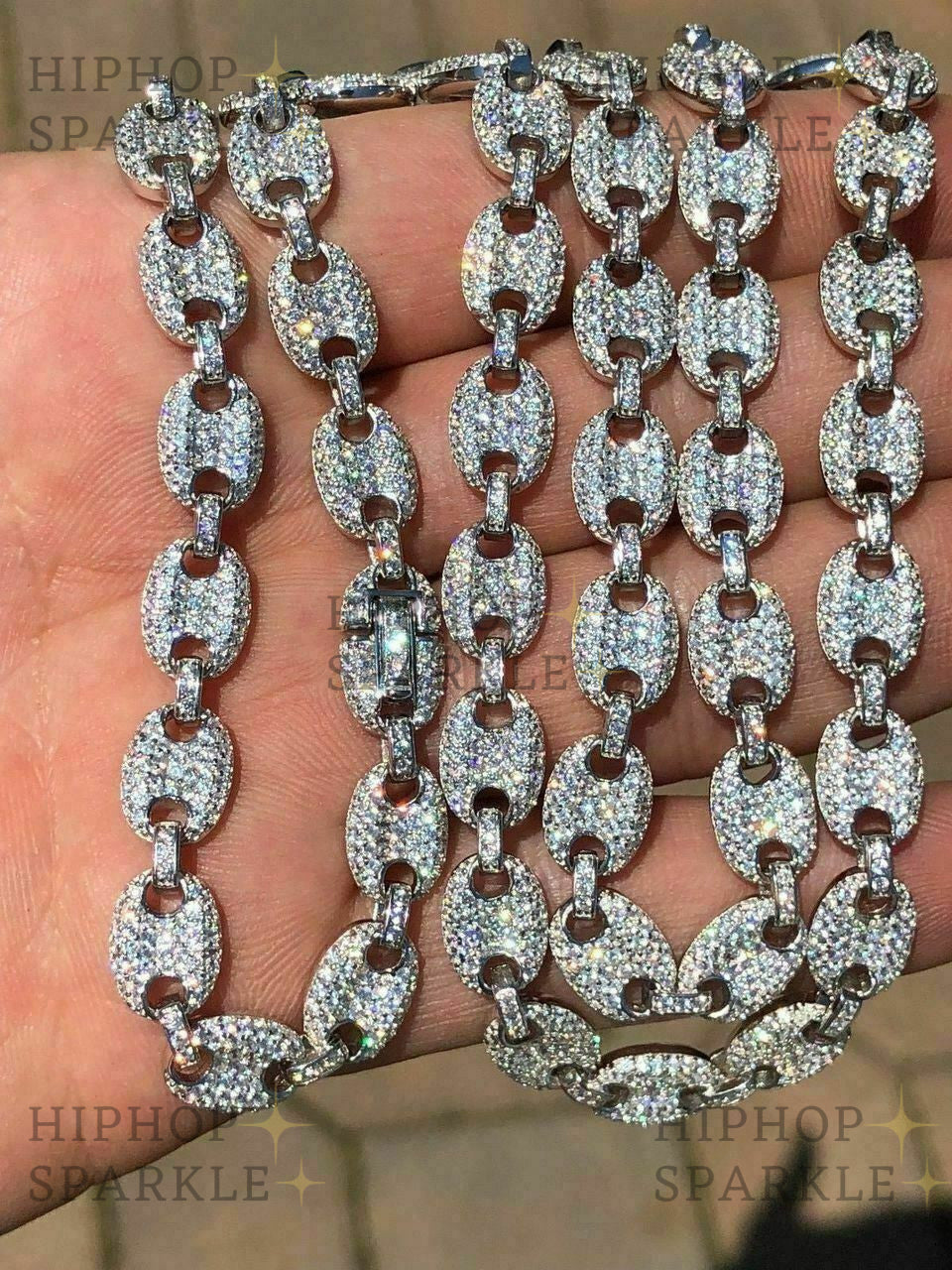 Moissanite Classic Gucci Link Chain Necklace Iced Out - 925 Silver - 8mm