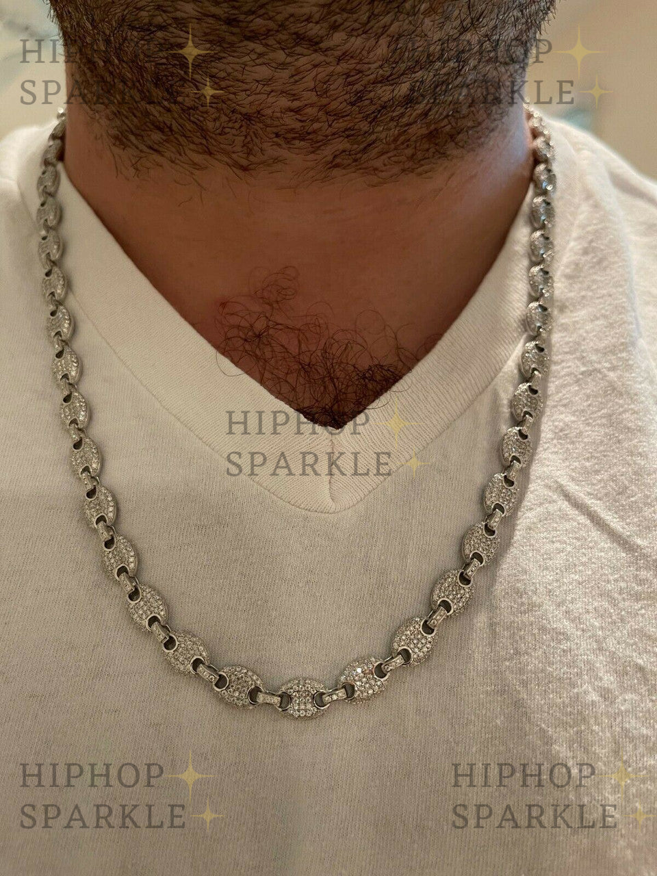 Moissanite Classic Gucci Link Chain Necklace Iced Out - 925 Silver - 8mm