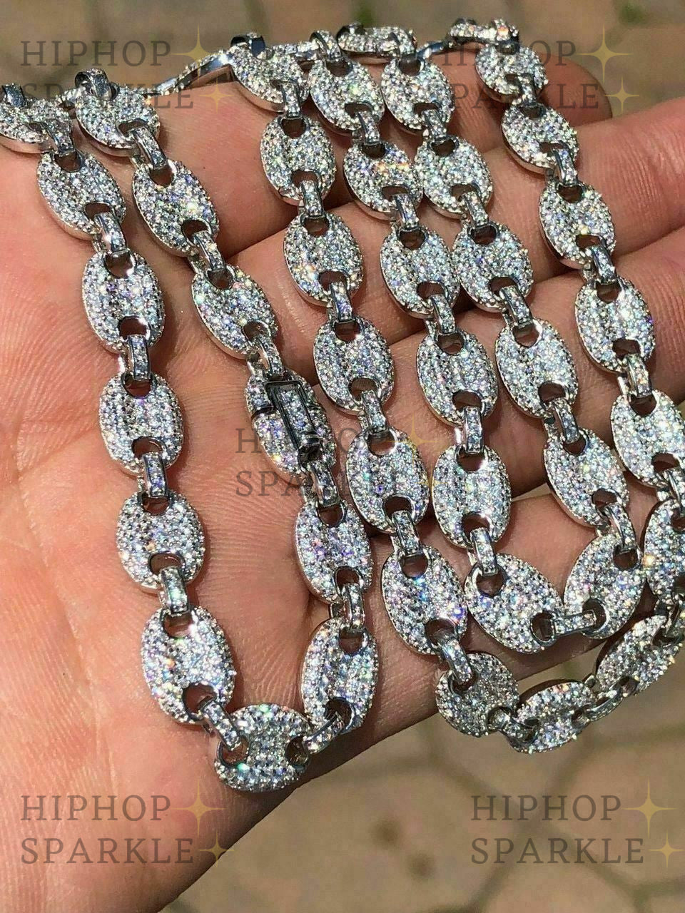 Moissanite Classic Gucci Link Chain Necklace Iced Out - 925 Silver - 8mm