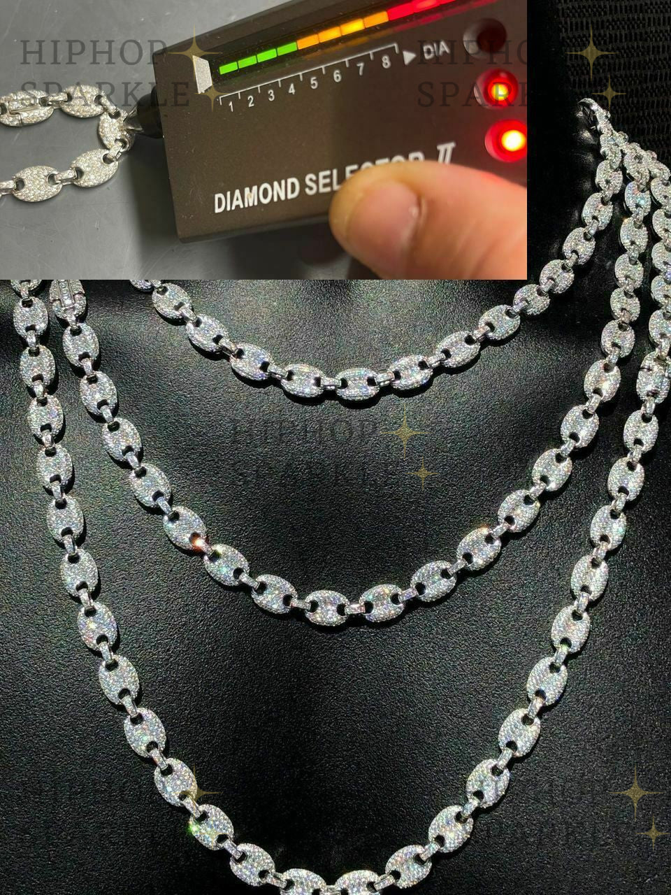 Moissanite Classic Gucci Link Chain Necklace Iced Out - 925 Silver - 8mm