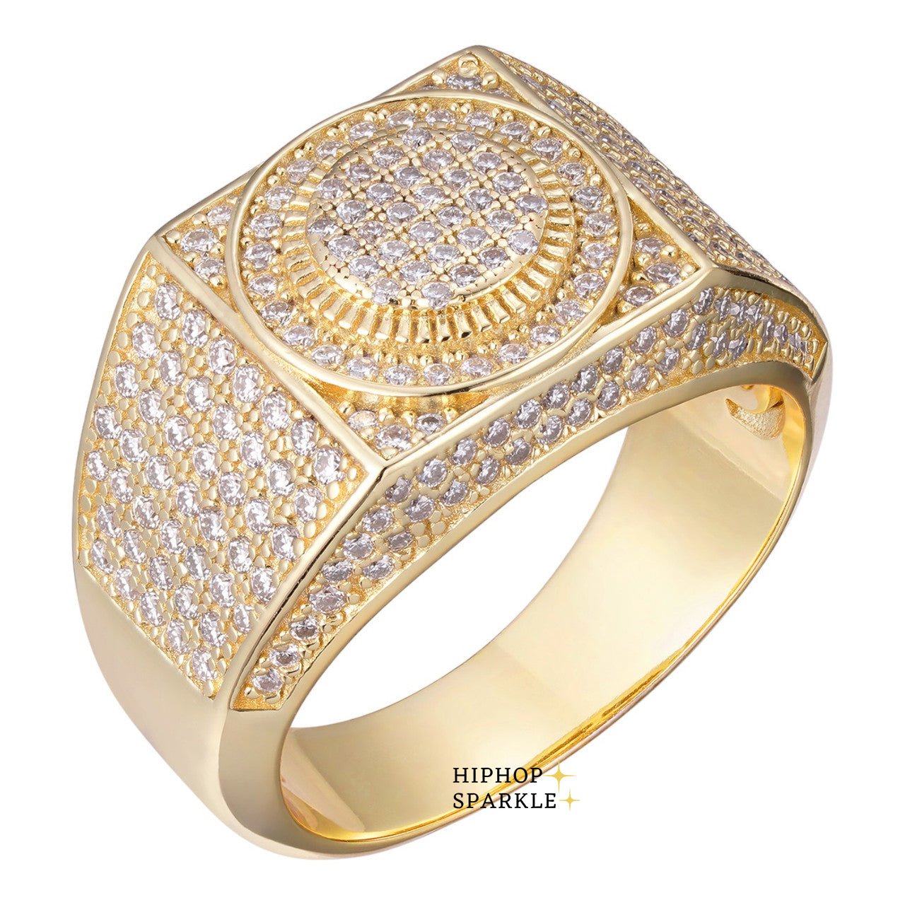 Iced Out Moissanite Billionaire’s Club Ring –  14k Gold Vermeil & 925 Silver