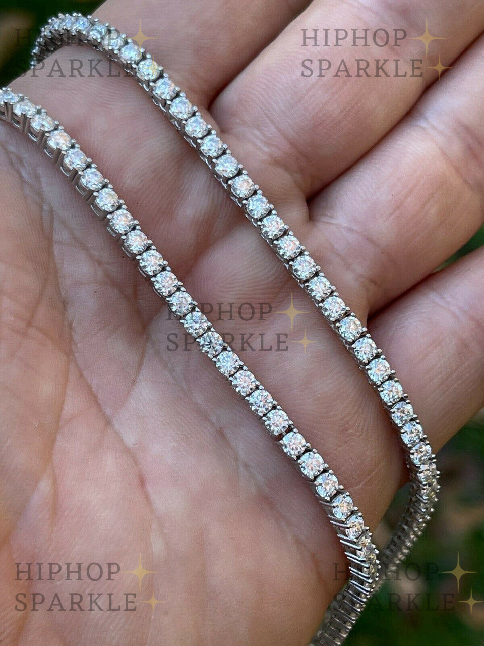 Real 3mm Moissanite Tennis Chain Necklace - VVS D Color - Passes Diamond Tester