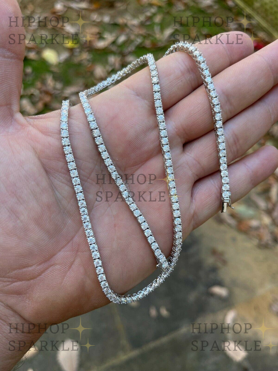 Real 3mm Moissanite Tennis Chain Necklace - VVS D Color - Passes Diamond Tester