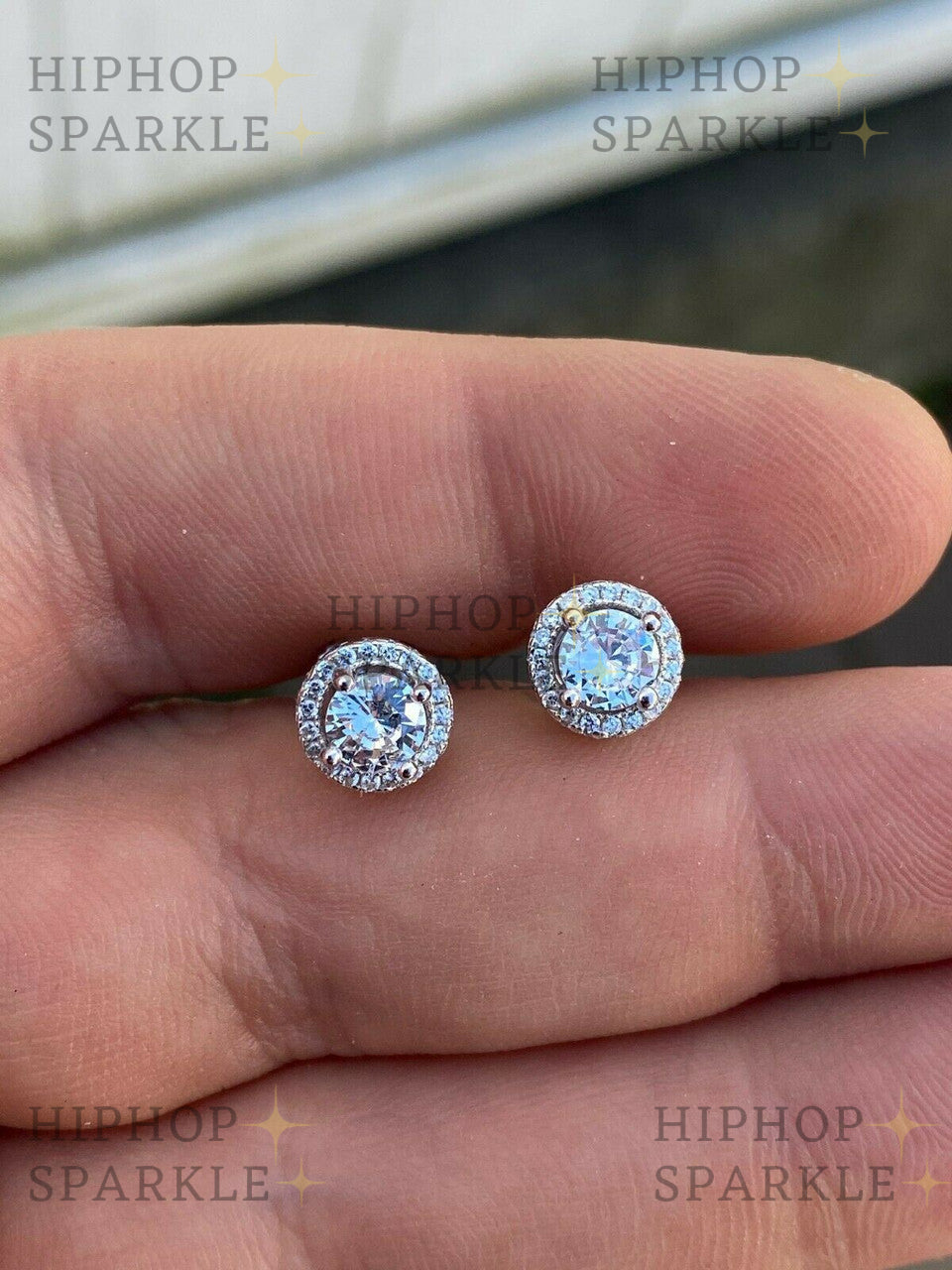 Moissanite Halo Stud Iced Out Earrings - 925 Silver