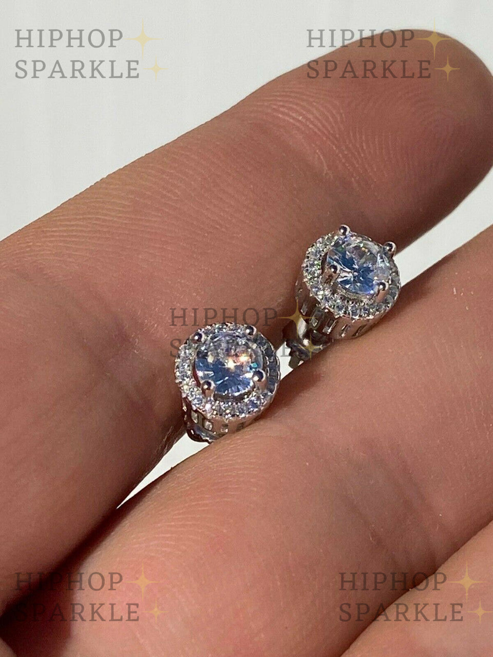 Moissanite Halo Stud Iced Out Earrings - 925 Silver