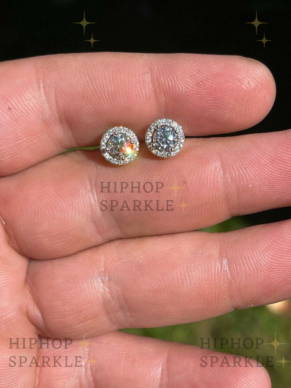 Moissanite Halo Stud Iced Out Earrings - 925 Silver