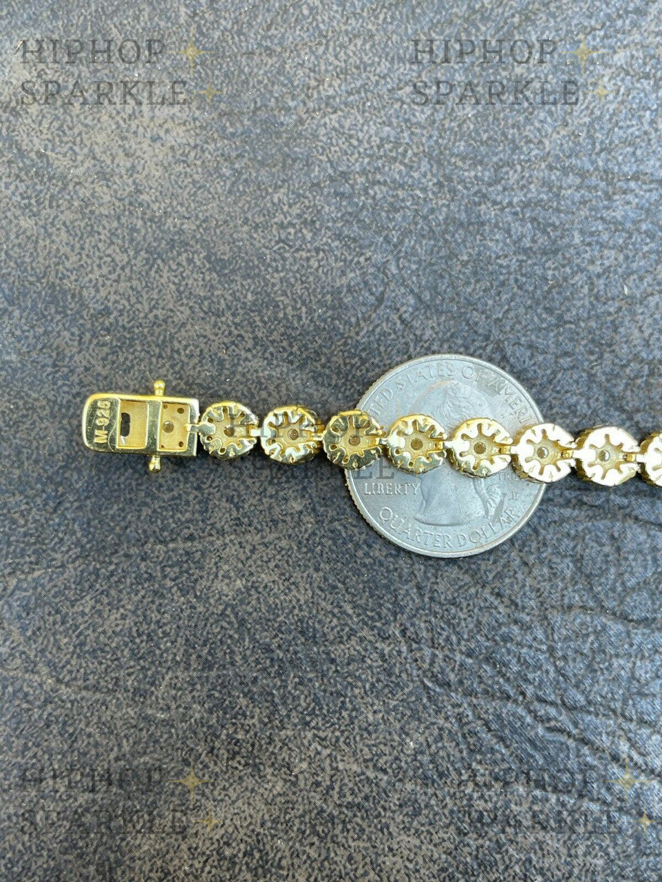 Real 9.5CT MOISSANITE 14k Gold Vermeil Iced Flooded Out Cluster Tennis Bracelet