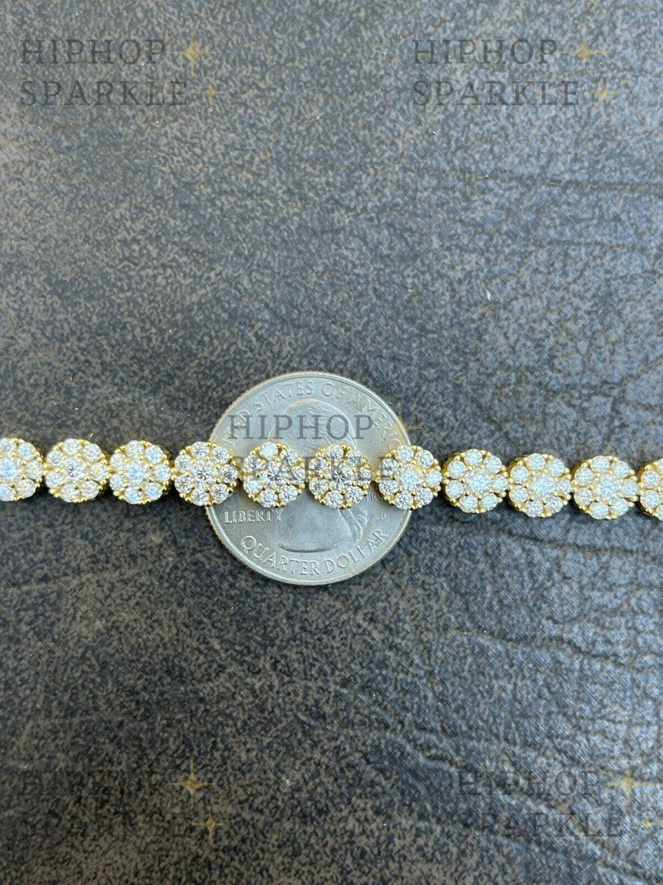 Real 9.5CT MOISSANITE 14k Gold Vermeil Iced Flooded Out Cluster Tennis Bracelet