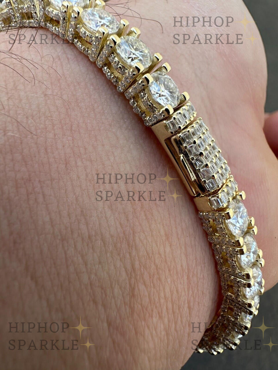 MOISSANITE Reinvented Tennis Bracelet Iced Out On All Sides - 14k Gold Vermeil 925 Silver - 5mm