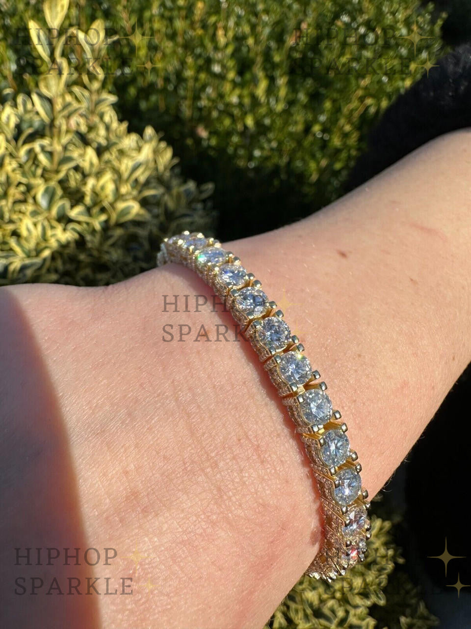 MOISSANITE Reinvented Tennis Bracelet Iced Out On All Sides - 14k Gold Vermeil 925 Silver - 5mm