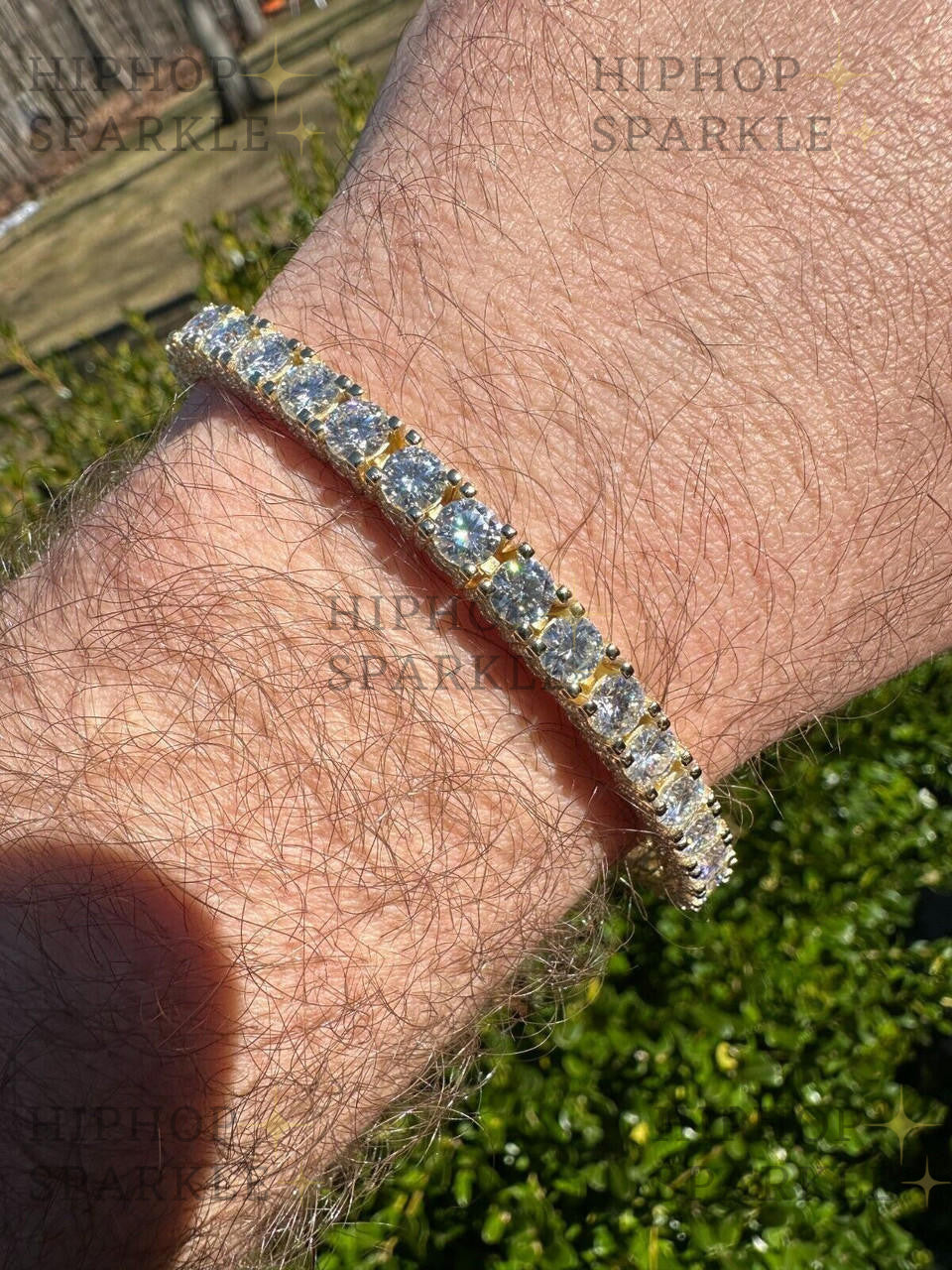 MOISSANITE Reinvented Tennis Bracelet Iced Out On All Sides - 14k Gold Vermeil 925 Silver - 5mm