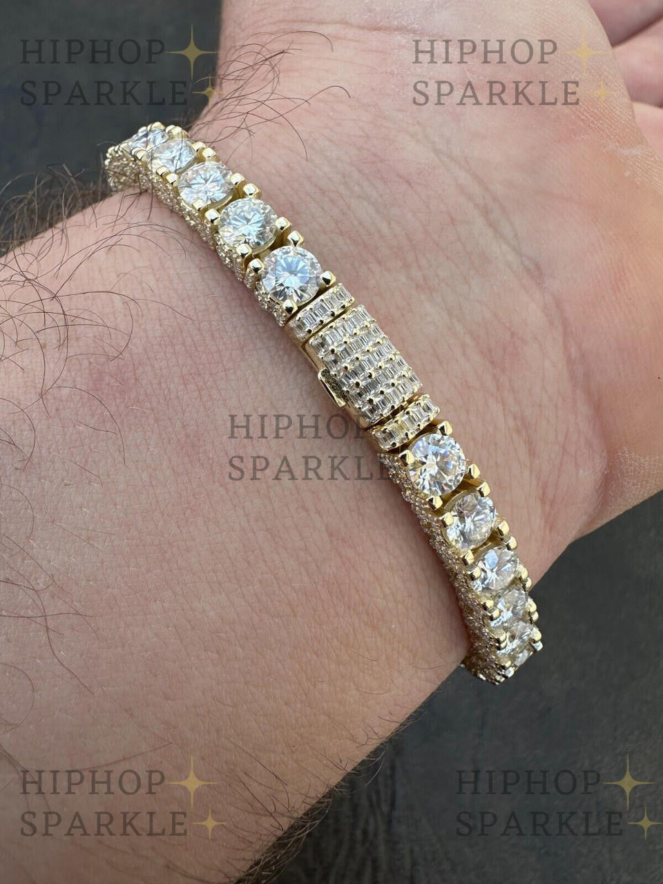 MOISSANITE Reinvented Tennis Bracelet Iced Out On All Sides - 14k Gold Vermeil 925 Silver - 5mm