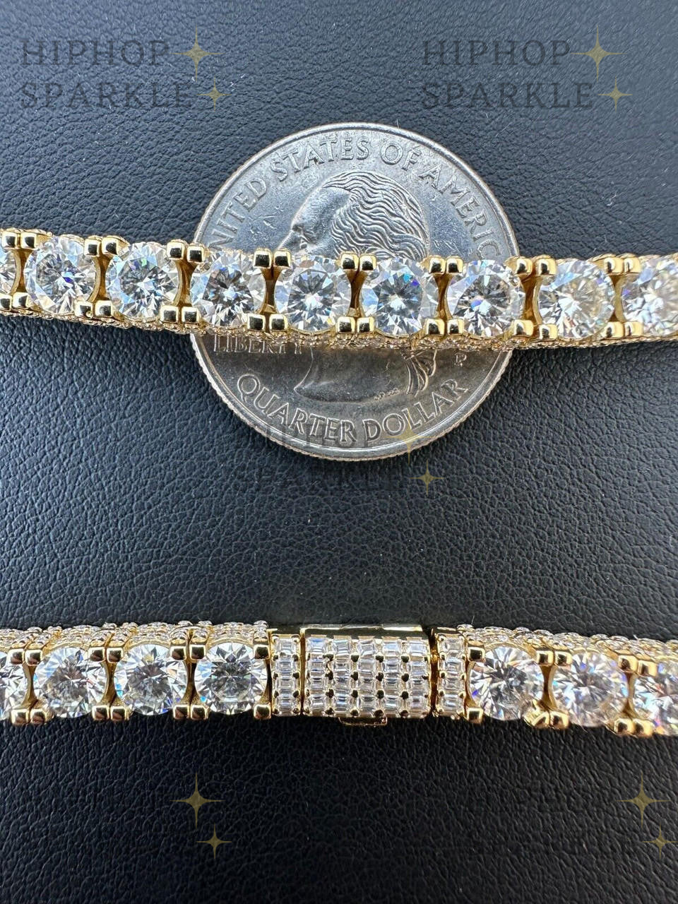 MOISSANITE Reinvented Tennis Bracelet Iced Out On All Sides - 14k Gold Vermeil 925 Silver - 5mm