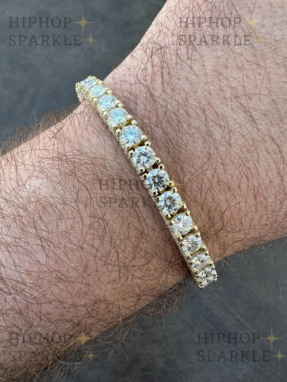 MOISSANITE Reinvented Tennis Bracelet Iced Out On All Sides - 14k Gold Vermeil 925 Silver - 5mm