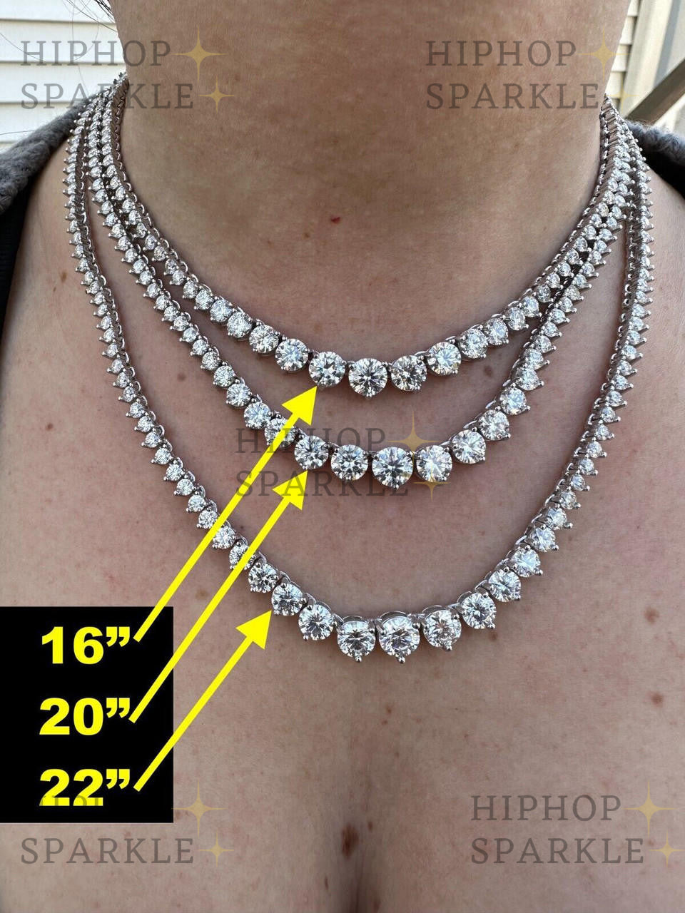 Real Iced Moissanite Riviera 3-7mm Graduated Tennis Chain Necklace - VVS D Color