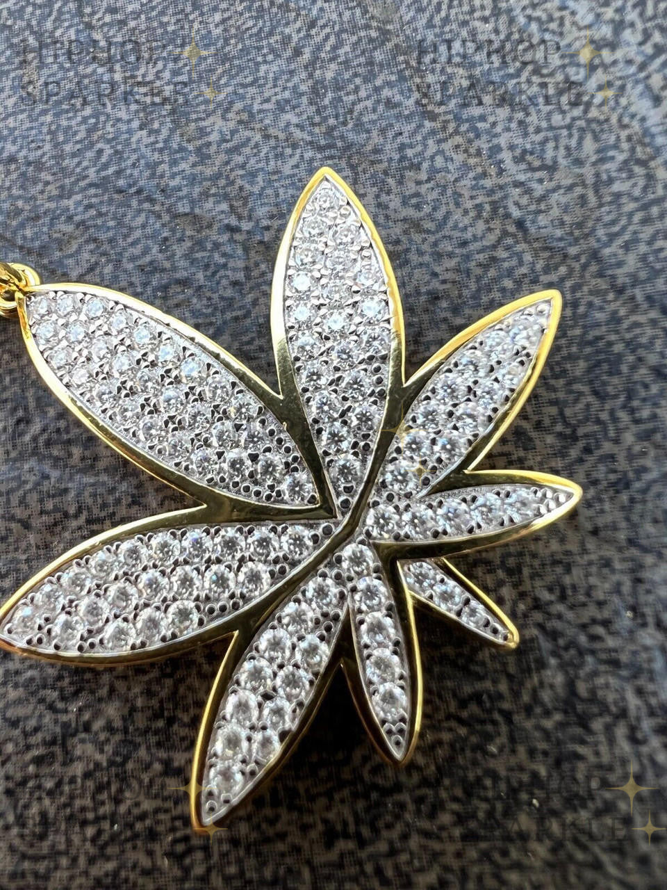 Moissanite Marijuana Weed Pot Iced Out Pendant - 14k Gold Vermeil or 925 Silver