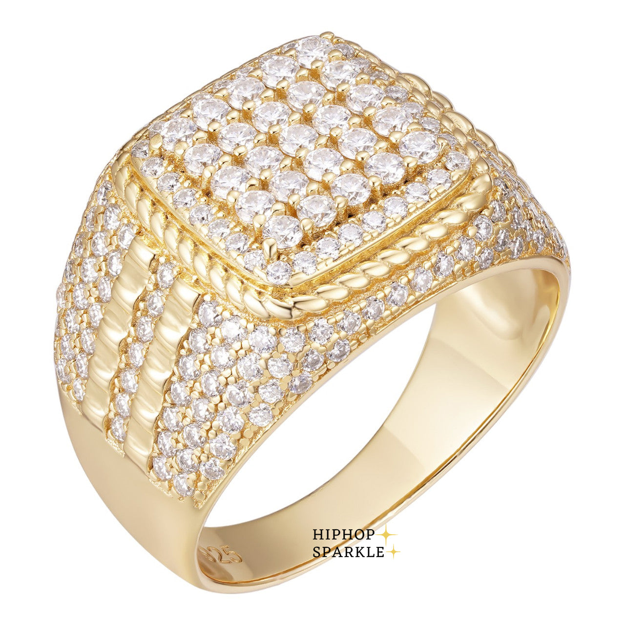 Moissanite Chicago Square Ice Ring – 14k Gold Vermeil & 925 Silver