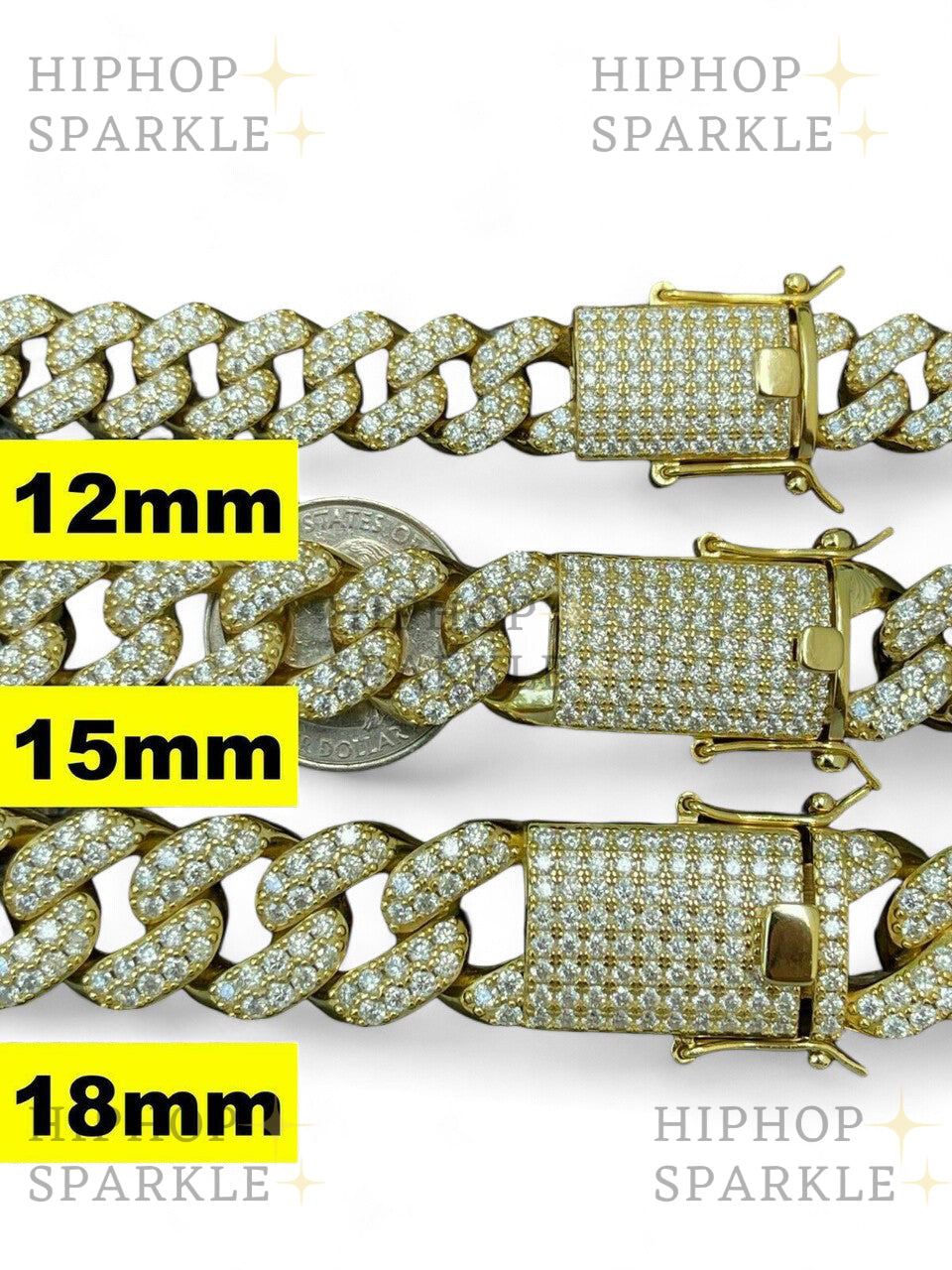 Real Miami Cuban Link Bracelet - Iced Moissanite - 14k Gold & 925 Sterling Silver