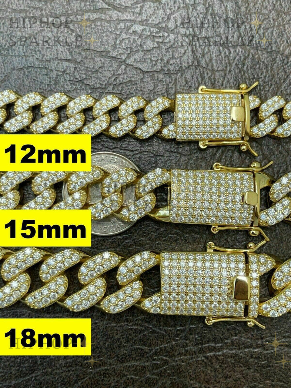 Real Miami Cuban Link Bracelet - Iced Moissanite - 14k Gold & 925 Sterling Silver