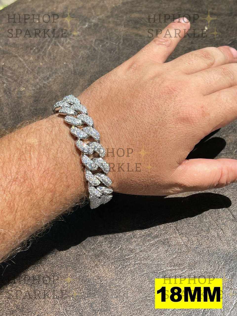 Real Miami Cuban Link Bracelet Iced Moissanite 925 Sterling Silver