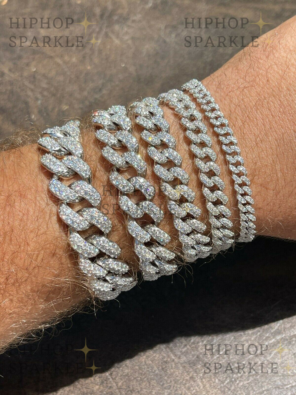 Real Miami Cuban Link Bracelet Iced Moissanite 925 Sterling Silver