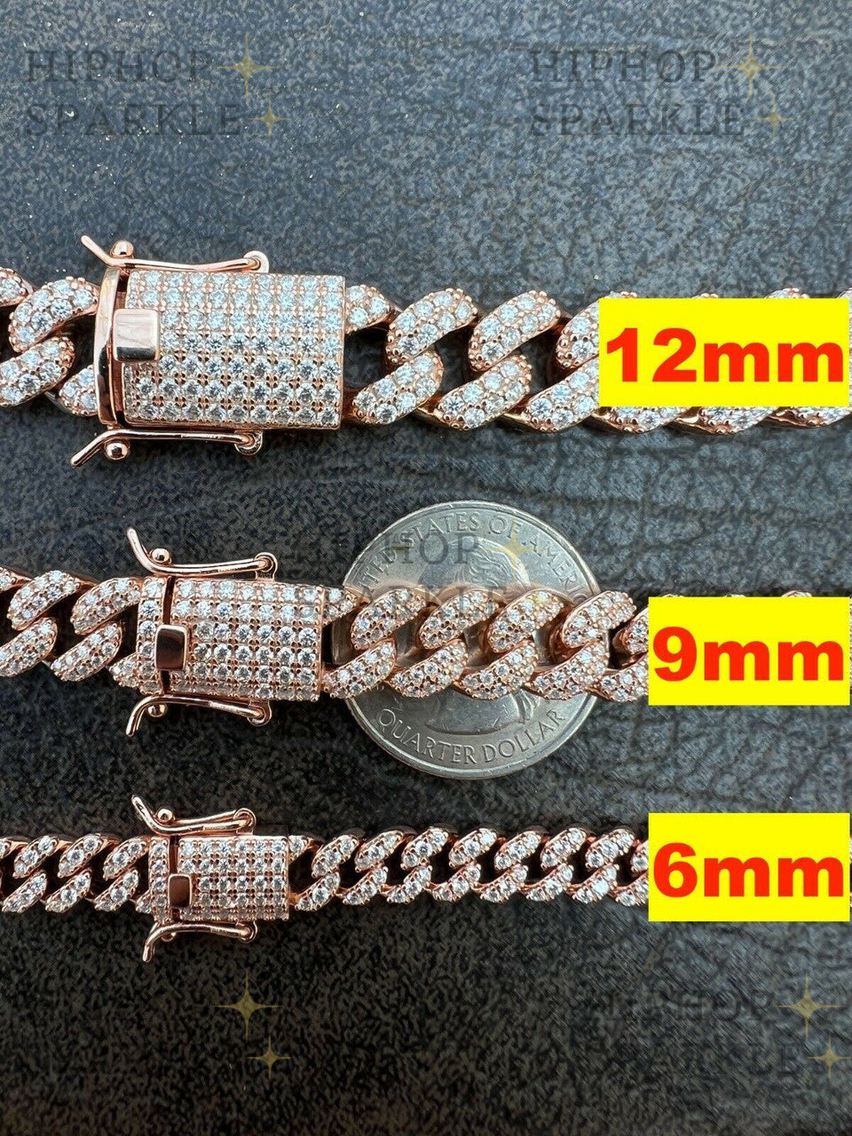 Moissanite Classic Miami Cuban Link Chain Necklace Iced Out - 14k Rose Gold Vermeil & 925 Silver - 6mm-18mm