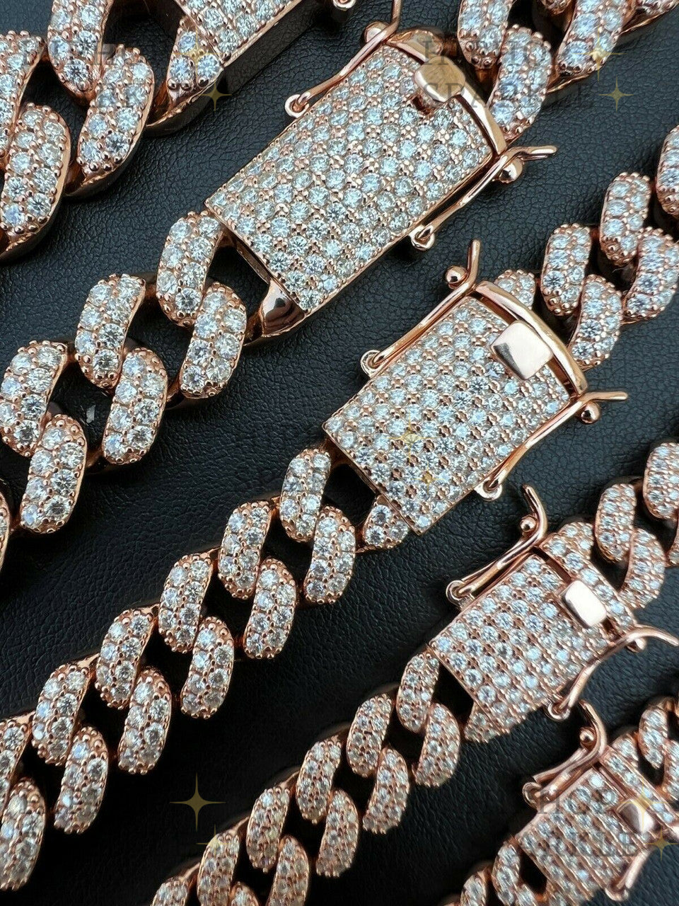 Moissanite Classic Miami Cuban Link Chain Necklace Iced Out - 14k Rose Gold Vermeil & 925 Silver - 6mm-18mm