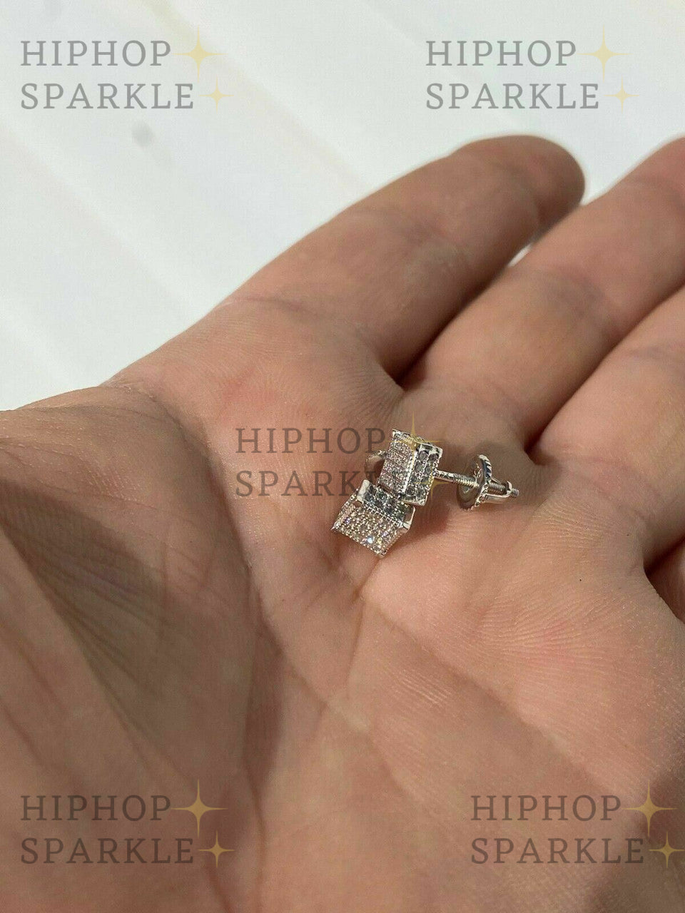 Moissanite 3D Cube Rapper Earrings - 925 Silver