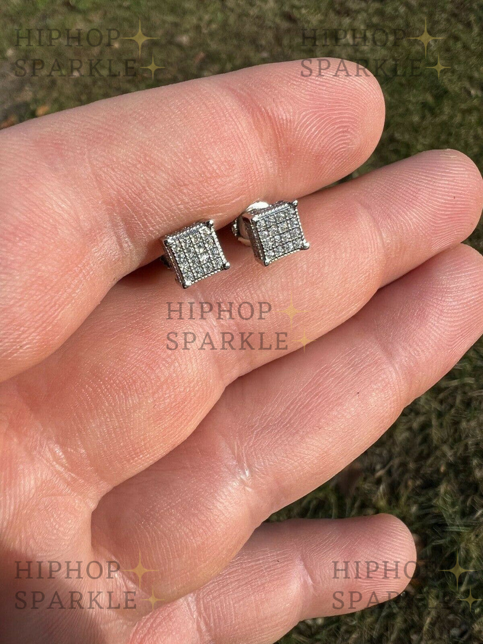 Moissanite 3D Cube Rapper Earrings - 925 Silver