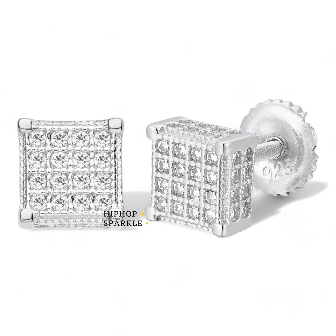 Moissanite 3D Cube Rapper Earrings - 925 Silver