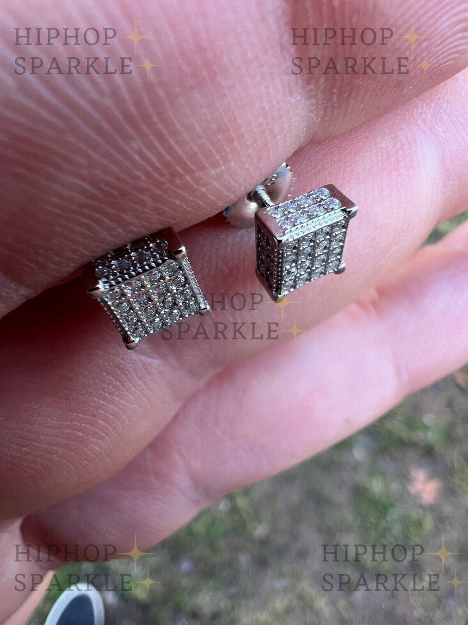 Moissanite 3D Cube Rapper Earrings - 925 Silver