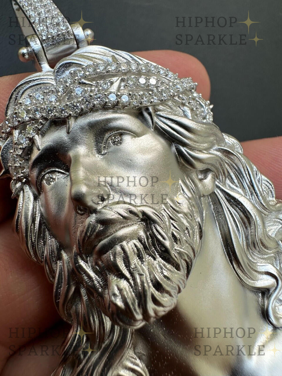 Moissanite Passion of the Christ Jesus Pendant - 925 Silver